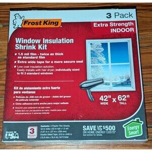 Frost King Indoor Window Insulation Shrink Kit 3 Pack 42 x 62 Extra Strength New